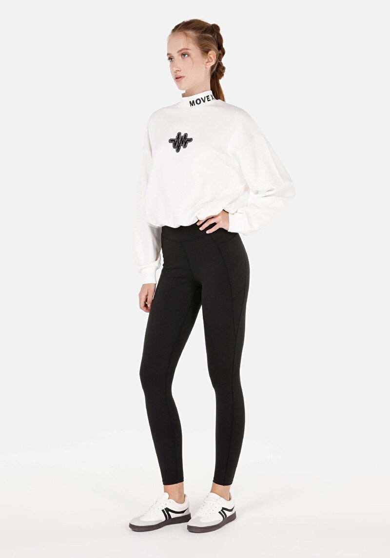 Slim Fit Yüksel Bel  Kadın Siyah Örme Tayt