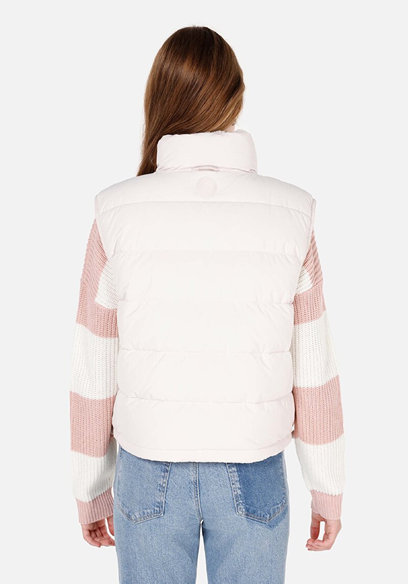 Regular Fit Dik Yaka Kadın Beyaz Yelek