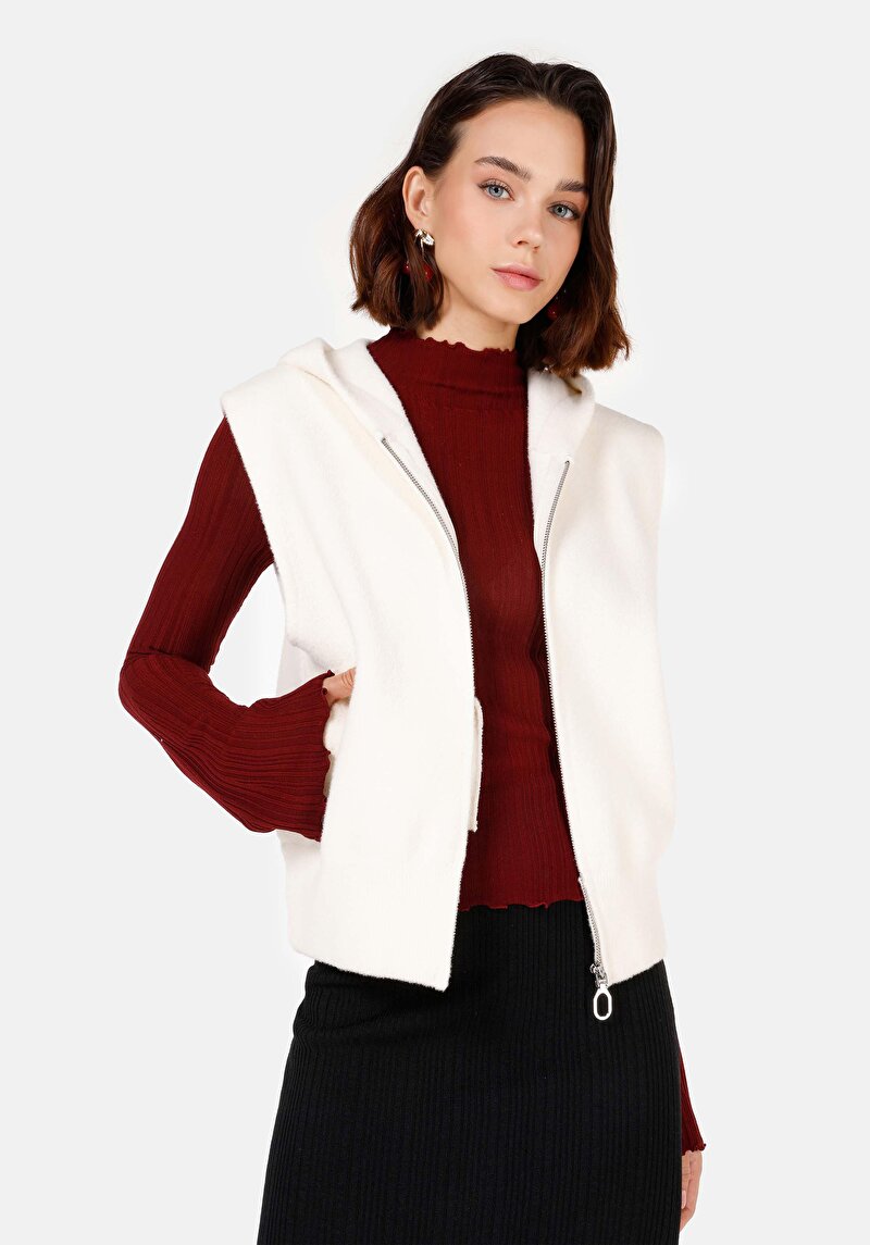 Regular Fit   Kadın Ekru Hırka