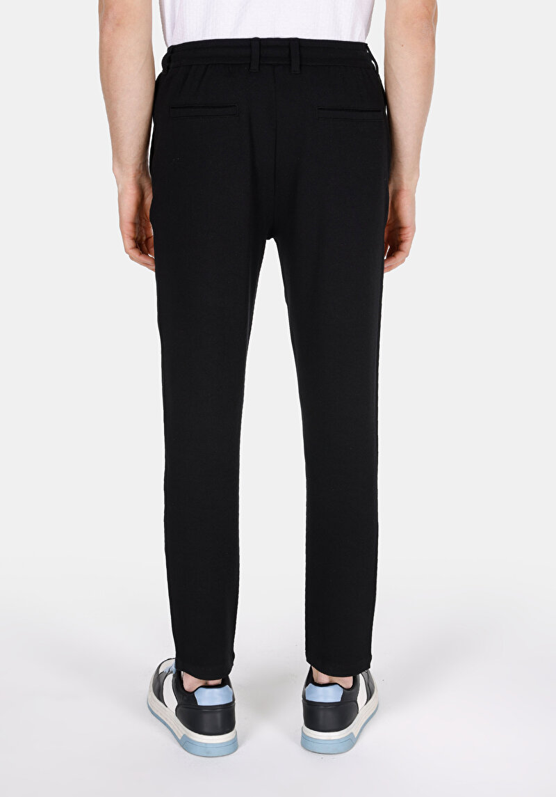 Slim Fit Orta Bel Uzun Paça Erkek Siyah Pantolon