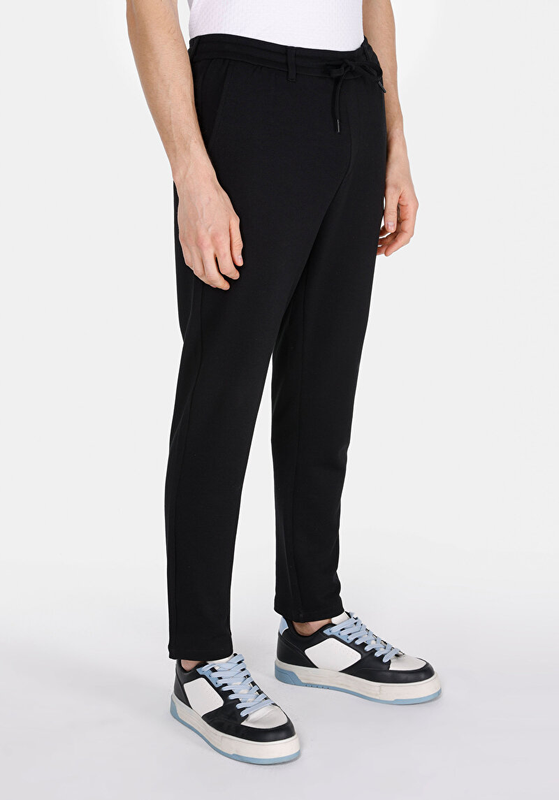 Slim Fit Orta Bel Uzun Paça Erkek Siyah Pantolon