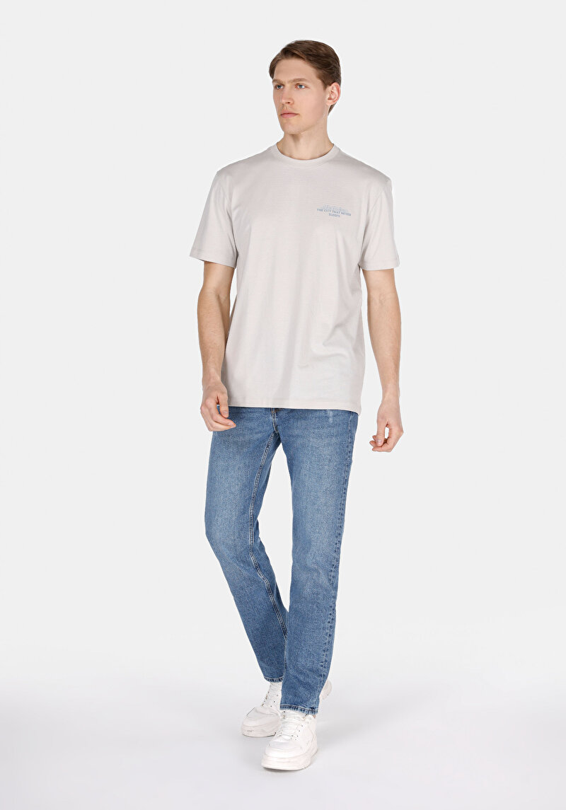 Slim Straight Fit Orta Bel Düz Paça Erkek İndigo Jean Pantolon