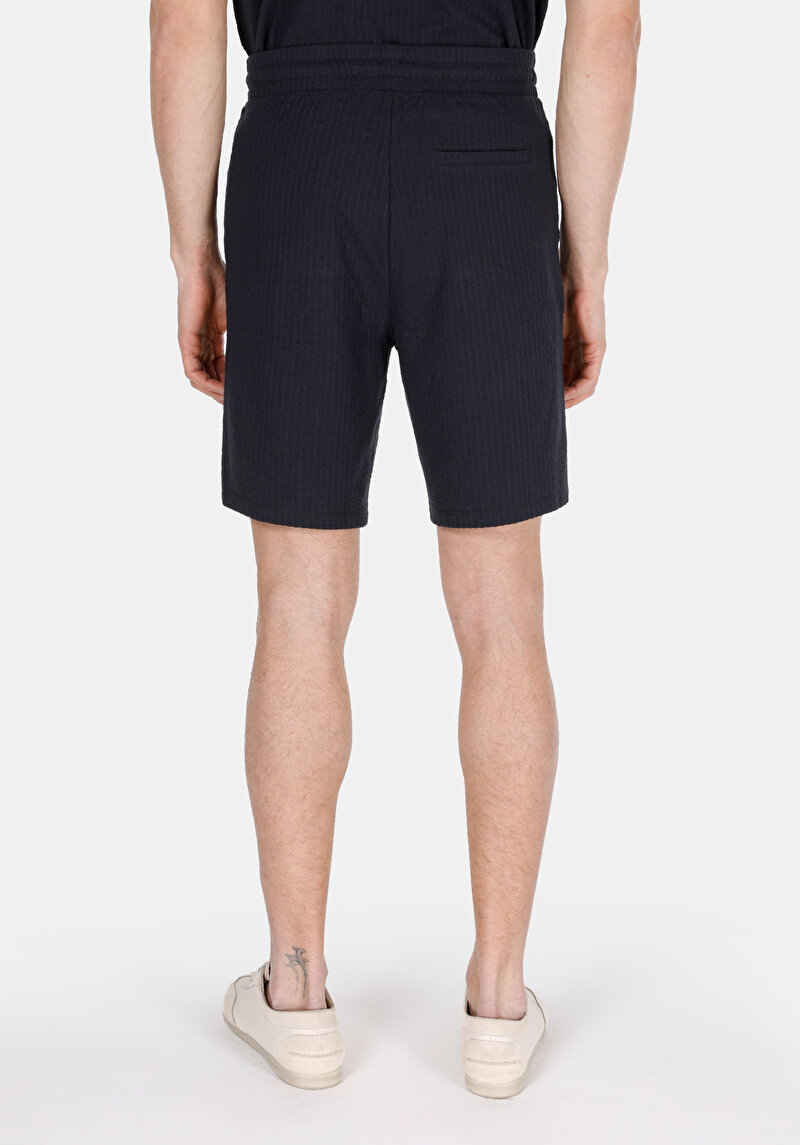 Regular Fit Orta Bel Düz Erkek Lacivert Şort