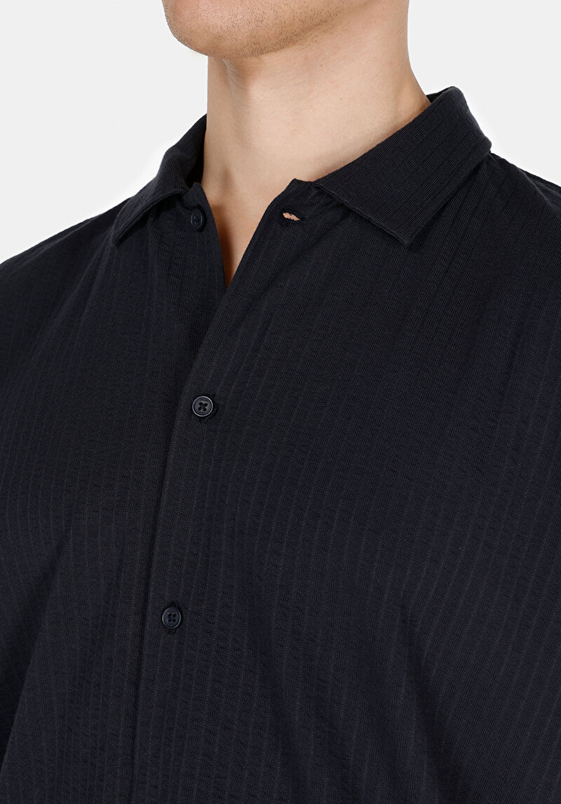 Regular Fit Polo Yaka Düz Erkek Lacivert Kısa Kol Tişört