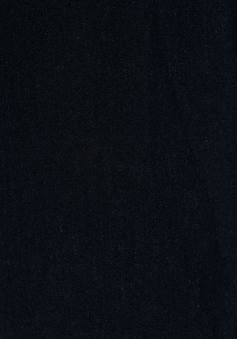 Regular Fit Dokuma Orta Bel Düz Erkek Siyah Şort