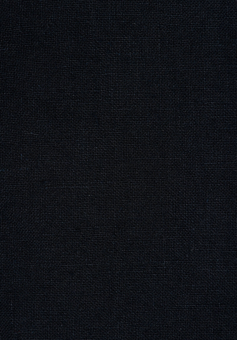 Regular Fit Orta Bel Düz Keten Erkek Siyah Şort