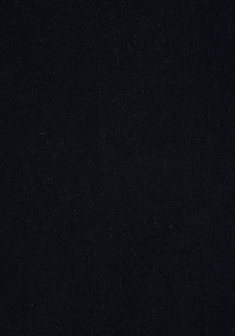 Regular Fit Orta Bel Uzun Paça Erkek Keten Karışımlı Siyah  Pantolon