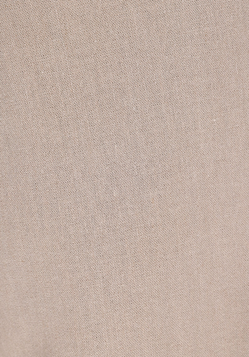 Regular Fit Orta Bel Uzun Paça Erkek Keten Karışımlı Bej  Pantolon