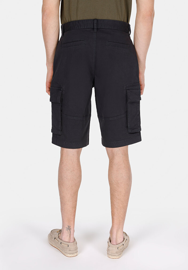 Regular Fit Orta Bel Düz Erkek Antrasit Şort