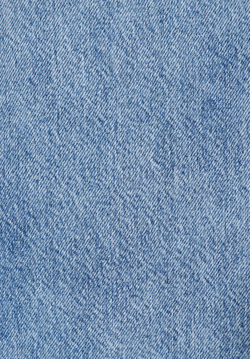 Straight Fit Orta Bel Düz Erkek İndigo Jean Şort