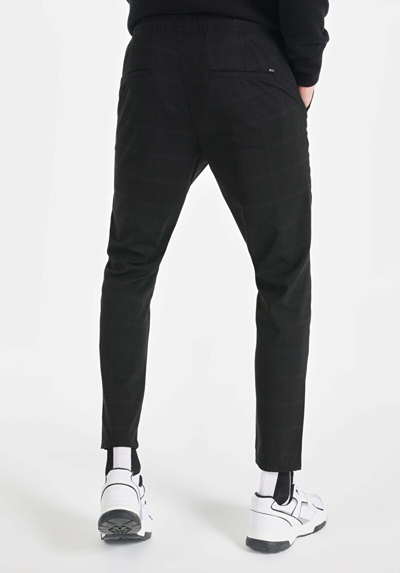 Slim Fit Orta Bel Düz Paça Erkek Siyah Pantolon