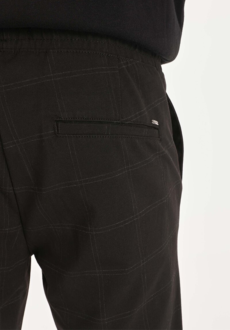 Slim Fit Orta Bel Düz Paça Erkek Siyah  Pantolon