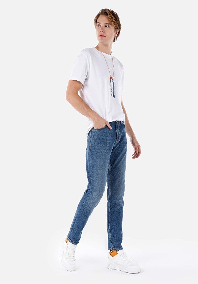 Regular Fit   Erkek İndigo Jean Pantolon