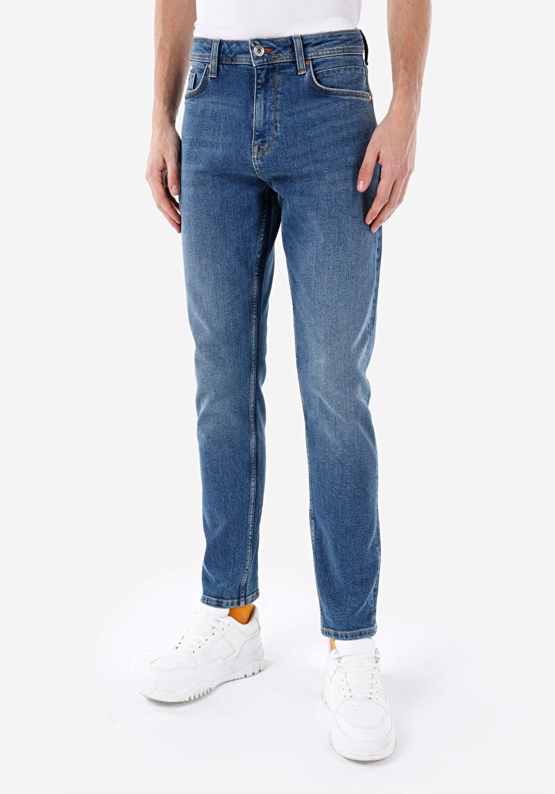 Regular Fit   Erkek İndigo Jean Pantolon