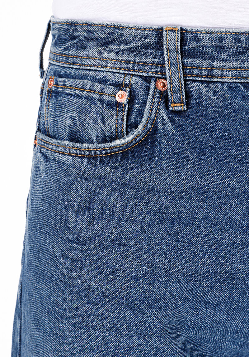 Baggy Fit Düşük Bel Düz Paça Erkek İndigo Jean Pantolon