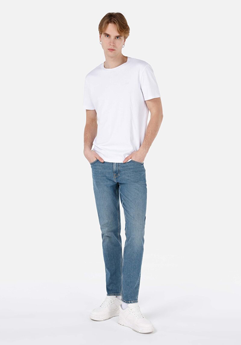 Regular Fit Orta Bel Daralan Paça Erkek Denim Jean Pantolon