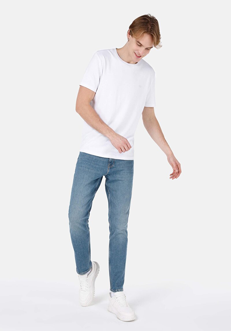 Regular Fit Orta Bel Daralan Paça Erkek Denim Jean Pantolon