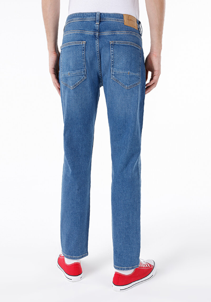 Regular Fit Orta Bel Daralan Paça Erkek Denim Jean Pantolon