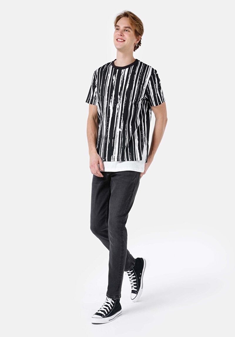 Regular Fit Orta Bel Daralan Paça Erkek Siyah Jean Pantolon