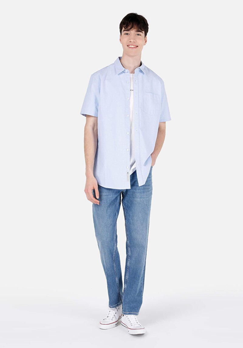 Loose Straight Fit   Erkek İndigo Jean Pantolon
