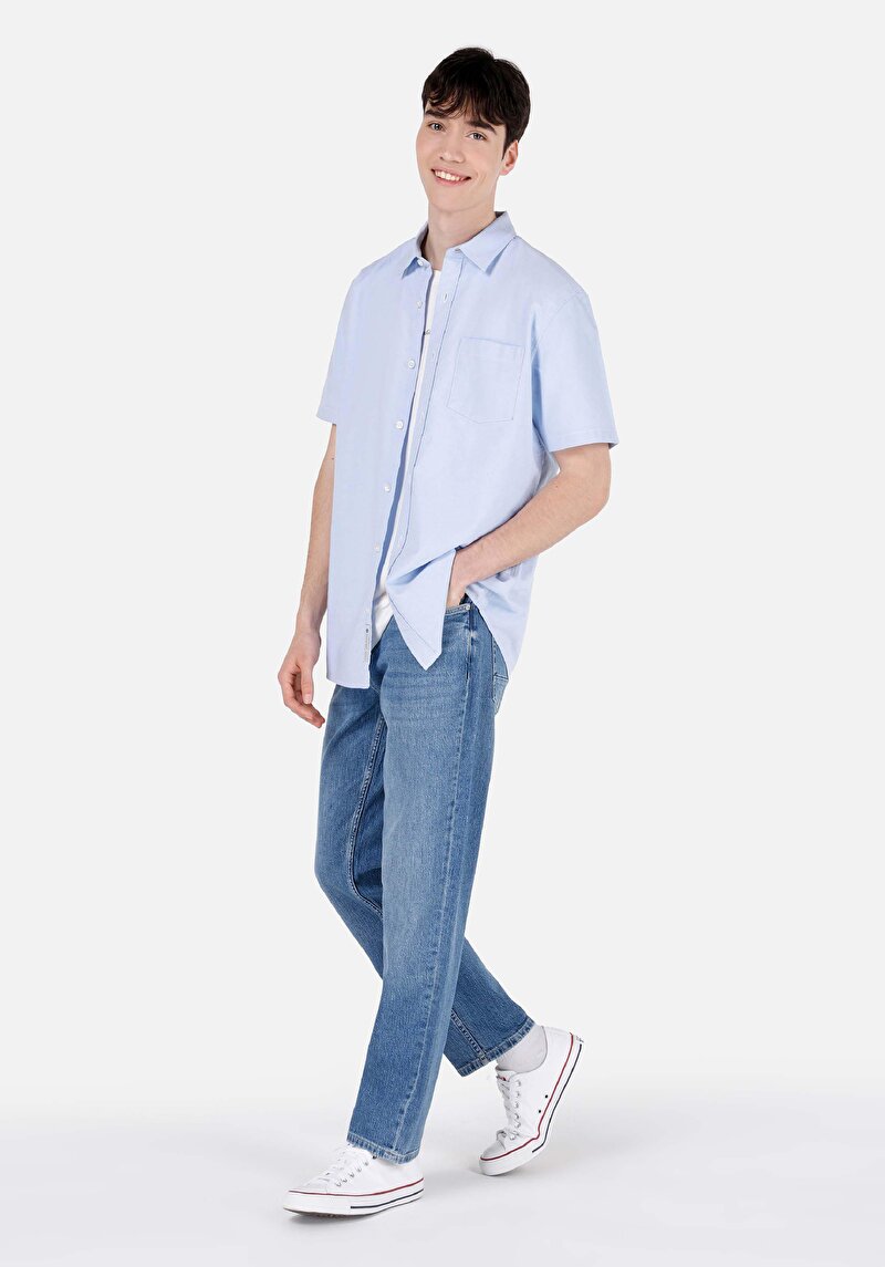 Loose Straight Fit   Erkek İndigo Jean Pantolon