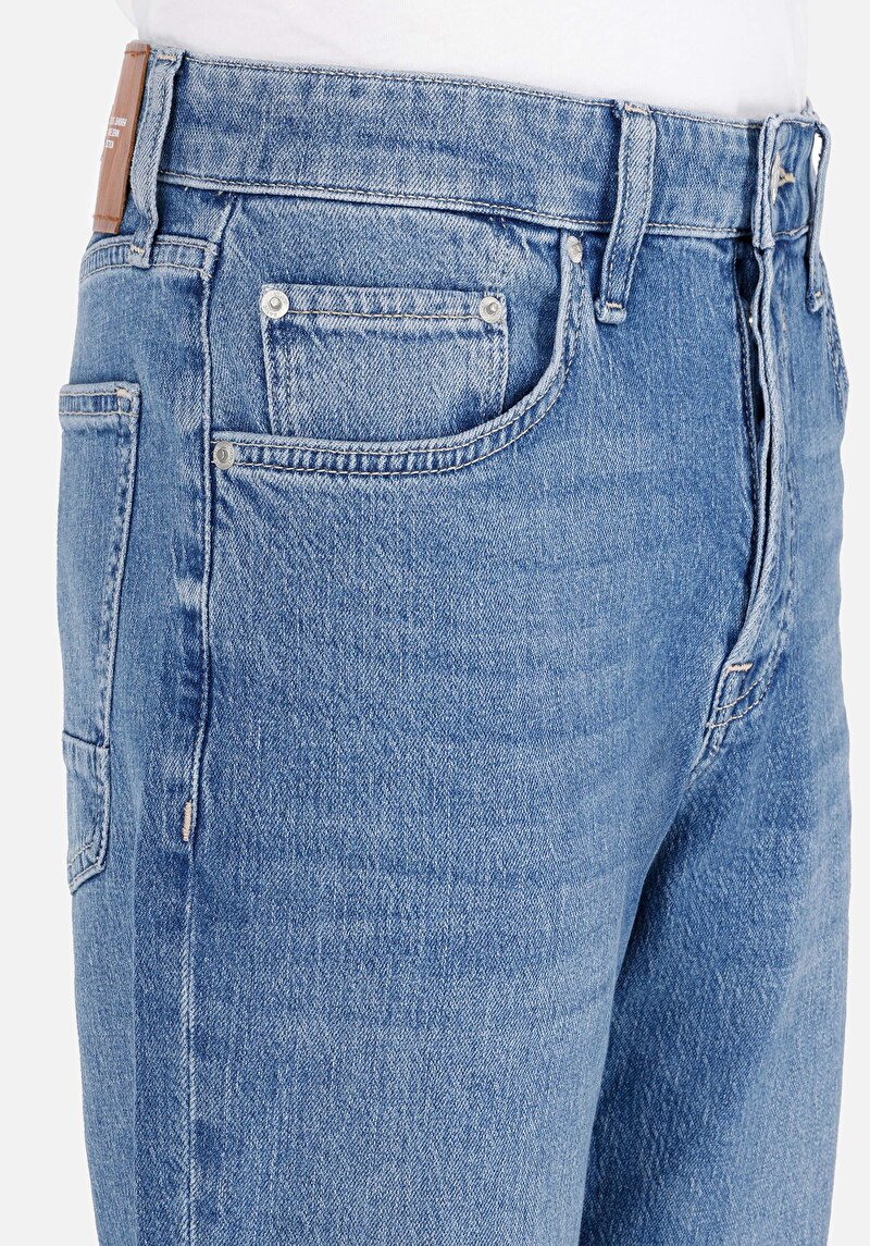 Loose Straight Fit   Erkek İndigo Jean Pantolon