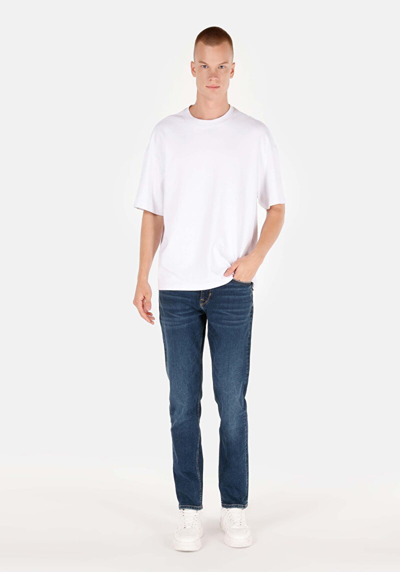Regular Fit   Erkek Lacivert Jean Pantolon
