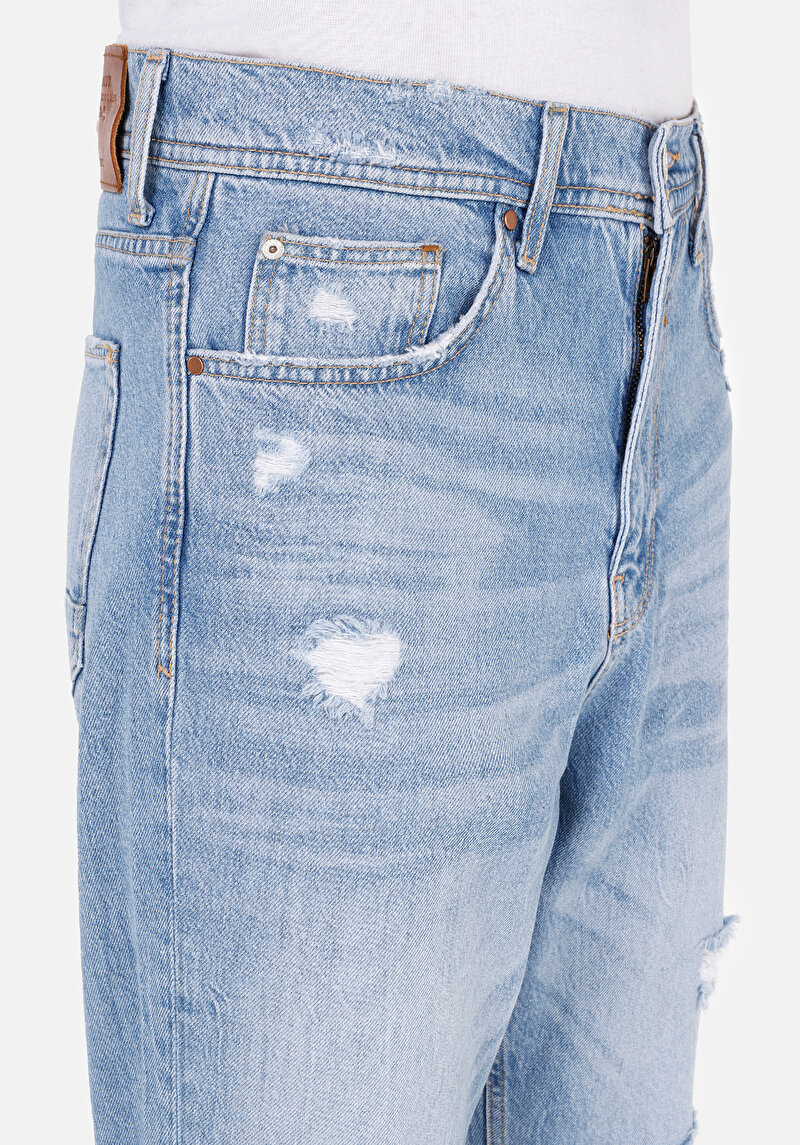Loose Tapered Fit   Erkek İndigo Jean Pantolon