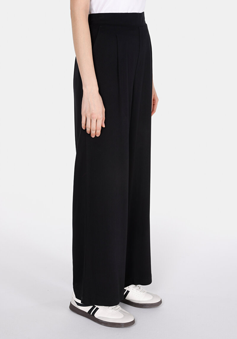 Straıght Fıt Düşük Bel Düz Paça Kadın Siyah Pantolon