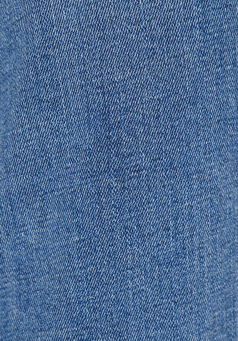 Skinny Fit Cepli Kadın Mid Indigo Denim Jean Pantolon