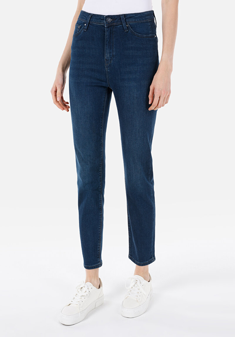 Slim Fit Kadın Koyu İndigo Jean Pantolon