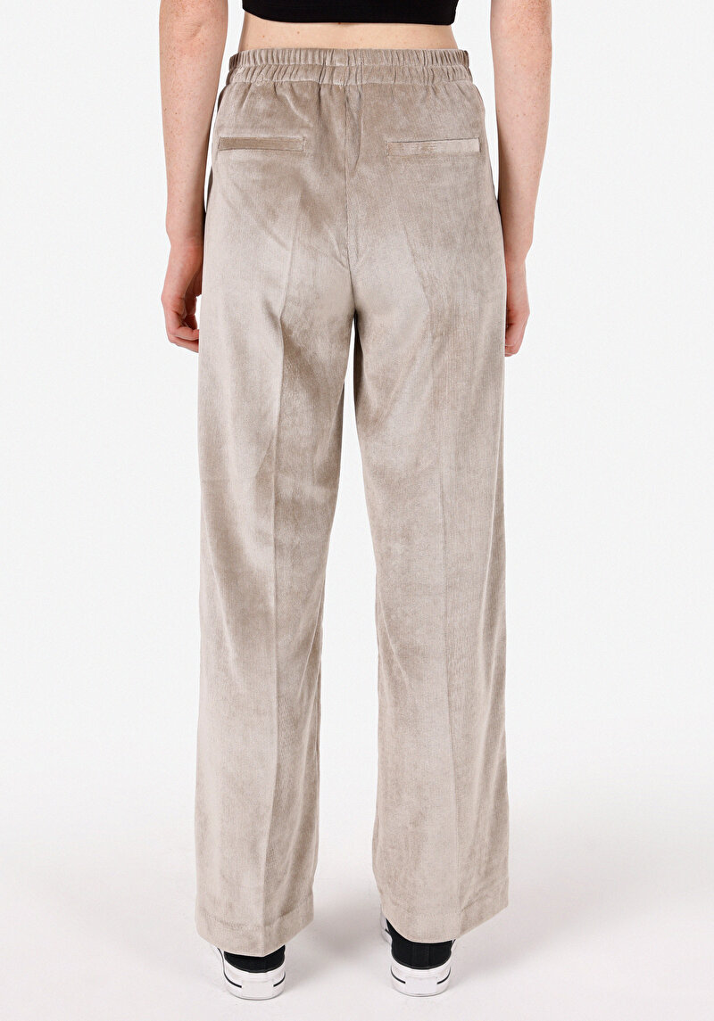 Regular Fit Yüksek Bel Geniş Paça Kadın Koyu Mavi Pantolon