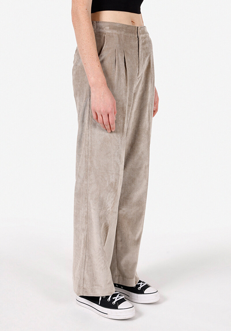 Regular Fit Yüksek Bel Geniş Paça Kadın Koyu Mavi Pantolon