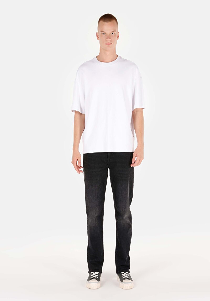 Regular Fit Orta Bel Düz Paça Erkek Siyah Jean Pantolon