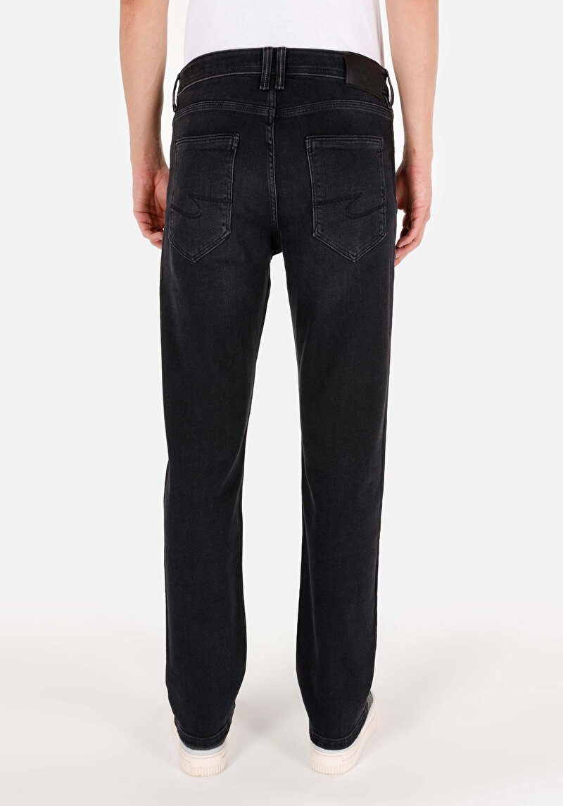 Regular Fit Orta Bel Düz Paça Erkek Siyah Jean Pantolon