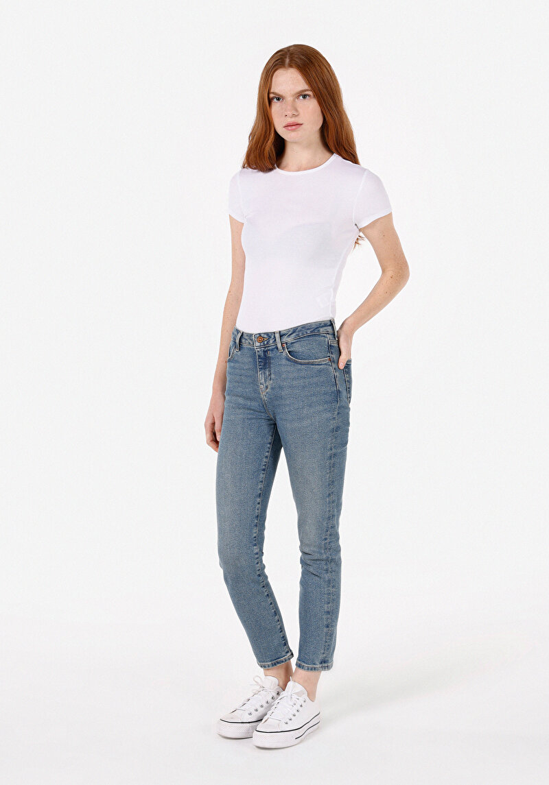 Slim Fit   Kadın İndigo Jean Pantolon