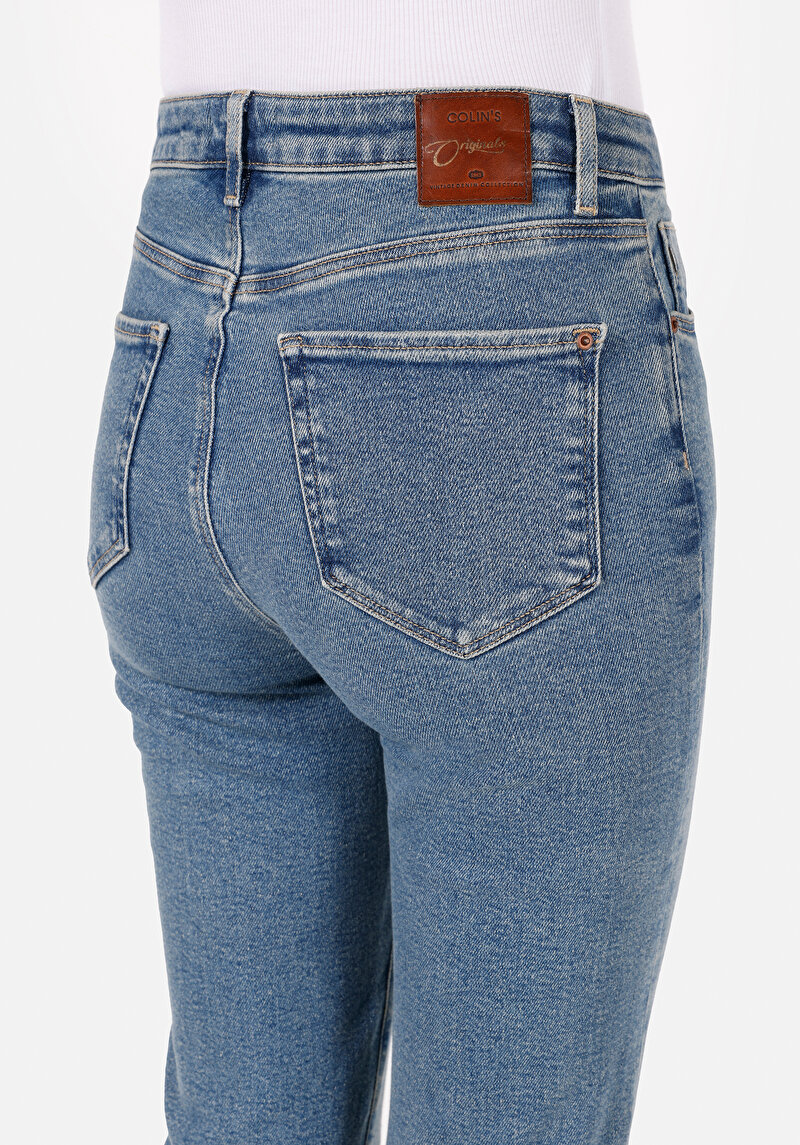 Slim Fit   Kadın İndigo Jean Pantolon