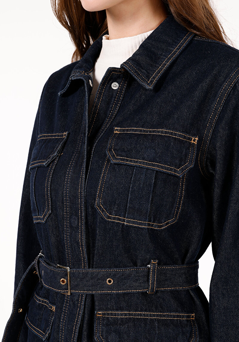 Regular Fit Kadın Mavi Ceket