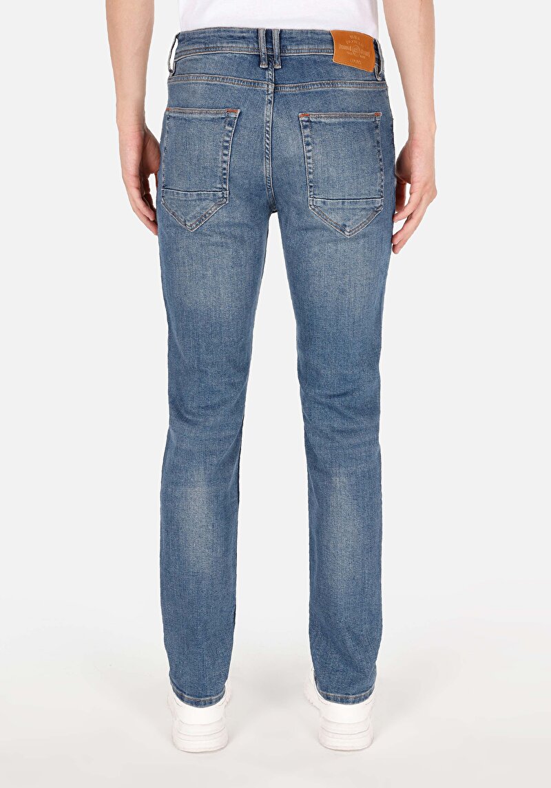 Straight Fit Erkek Koyu İndigo Jean Pantolon
