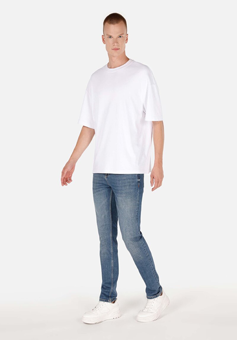 Straight Fit Erkek Koyu İndigo Jean Pantolon