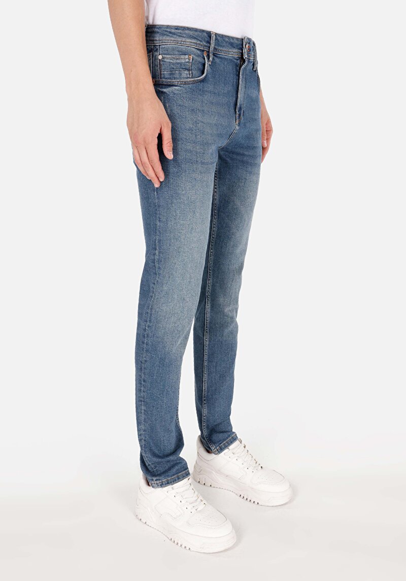 Straight Fit Erkek Koyu İndigo Jean Pantolon