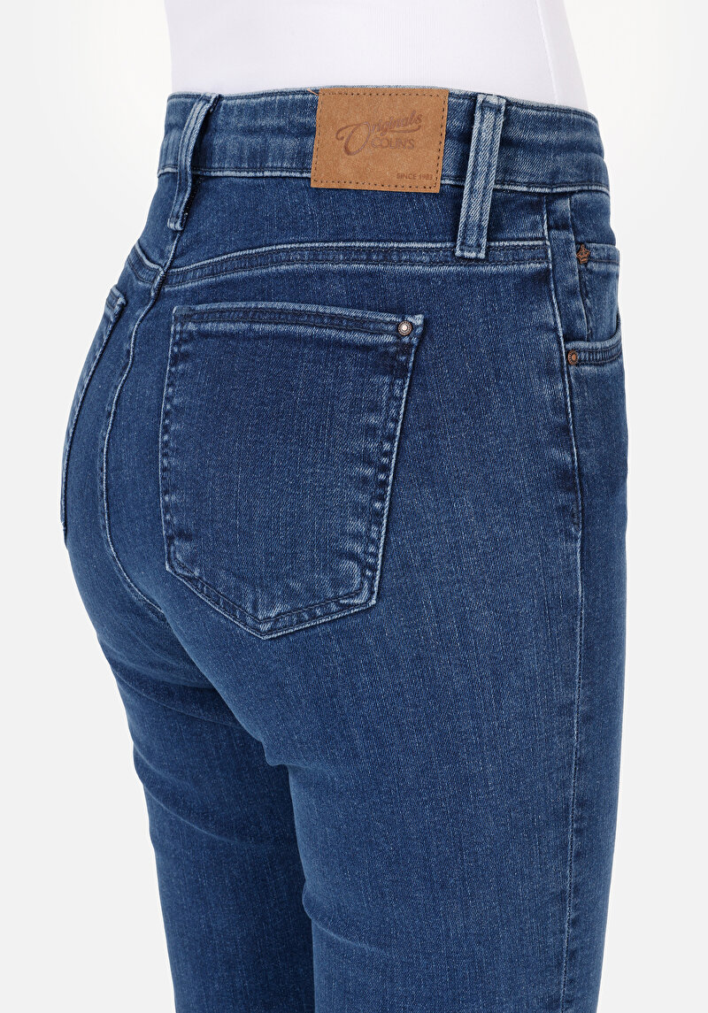 Slim Fit   Kadın İndigo Jean Pantolon