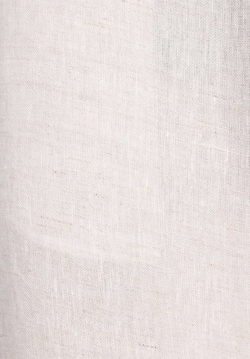 Regular Fit Orta Bel Düz Keten Erkek Taş Şort