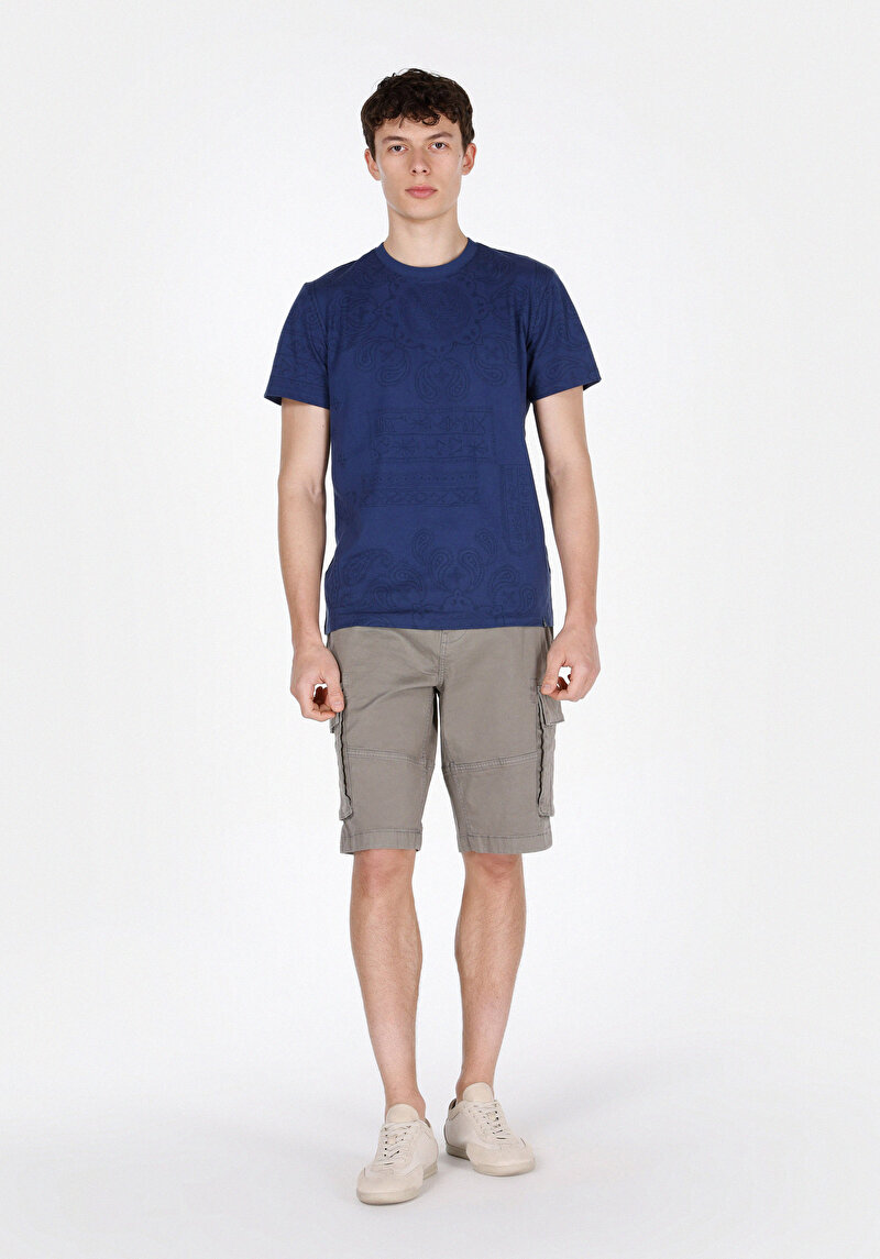 Regular Fit Orta Bel Düz Erkek Yeşil Şort