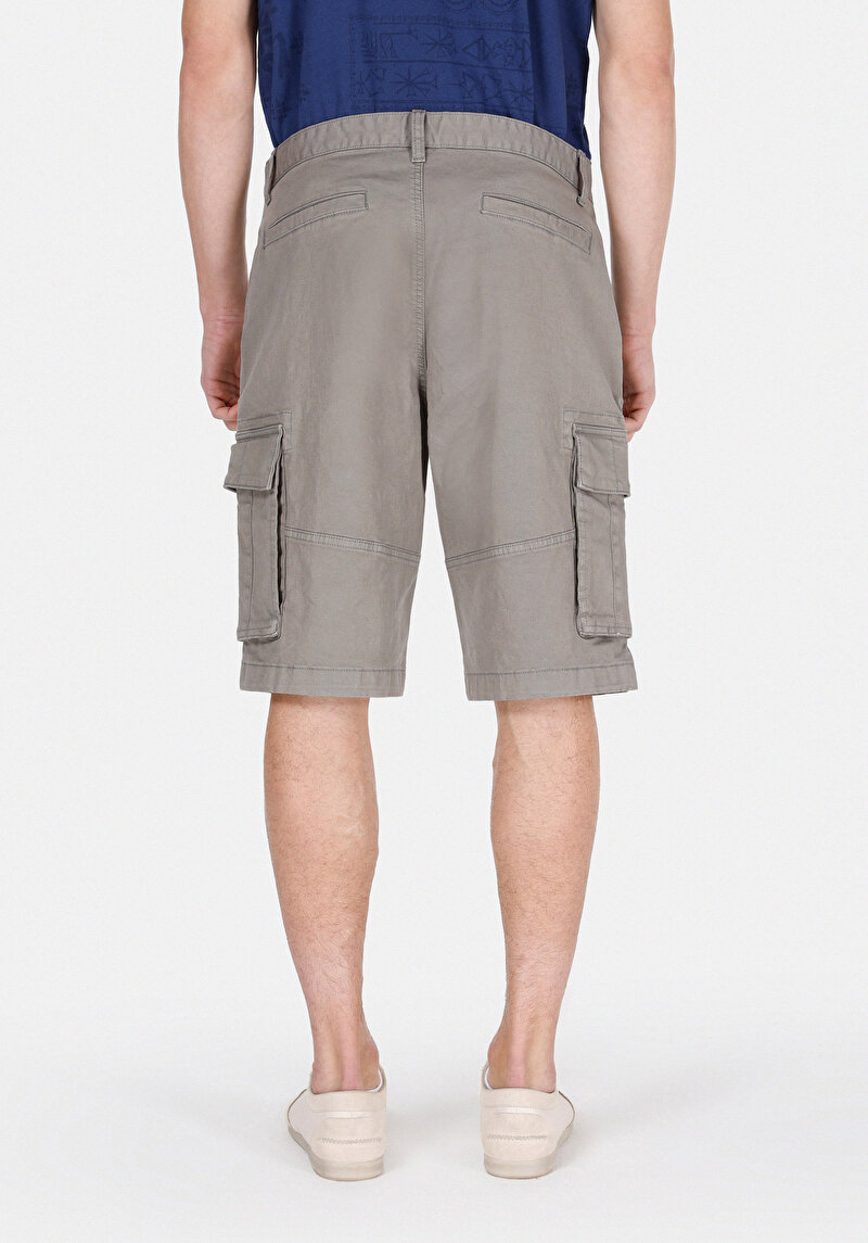 Regular Fit Orta Bel Düz Erkek Yeşil Şort