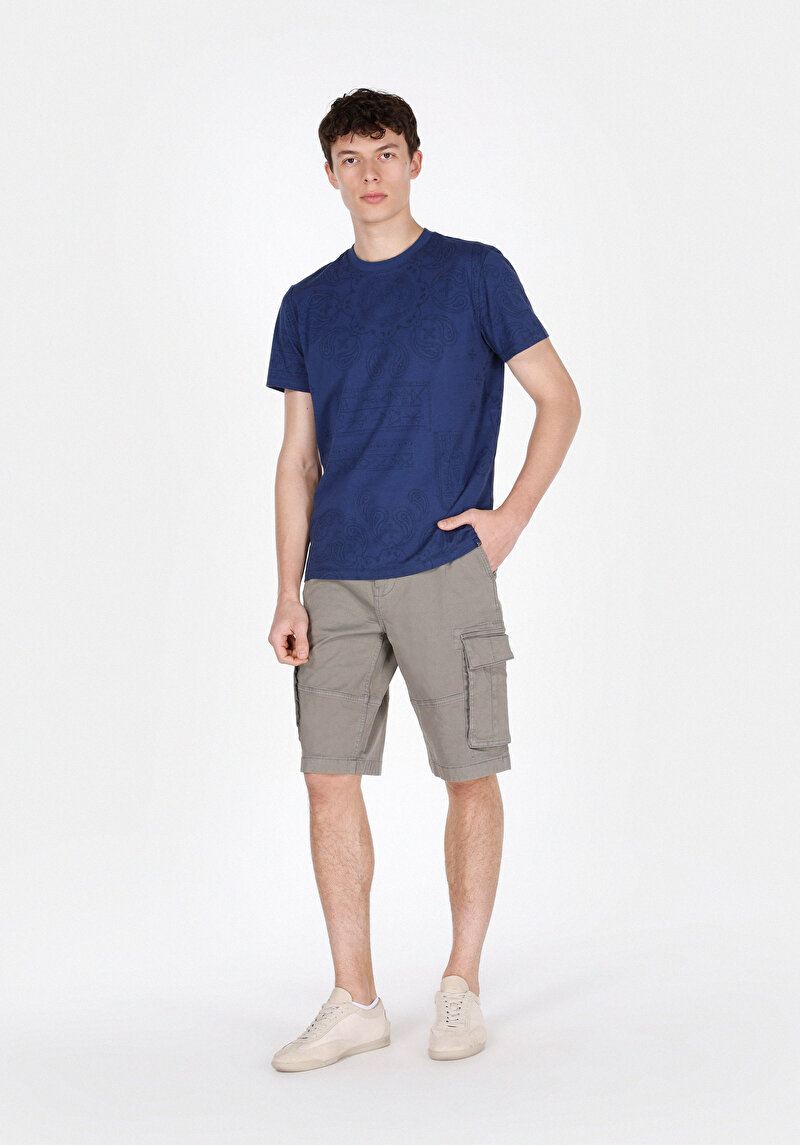 Regular Fit Orta Bel Düz Erkek Yeşil Şort