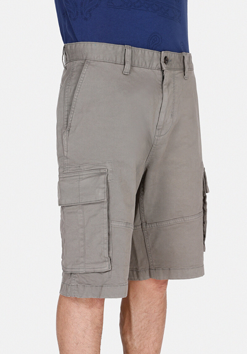 Regular Fit Orta Bel Düz Erkek Yeşil Şort