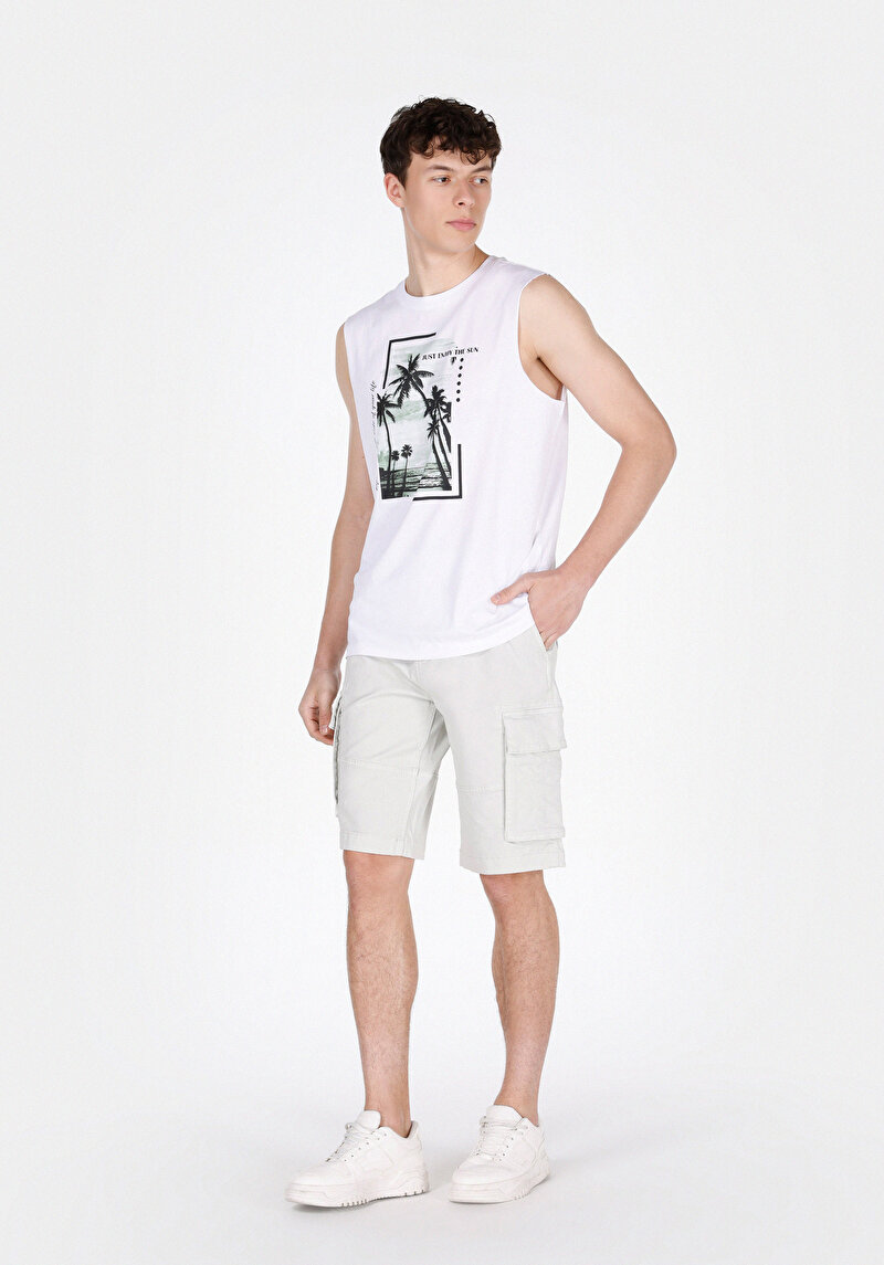 Regular Fit Orta Bel Düz Erkek Taş Şort