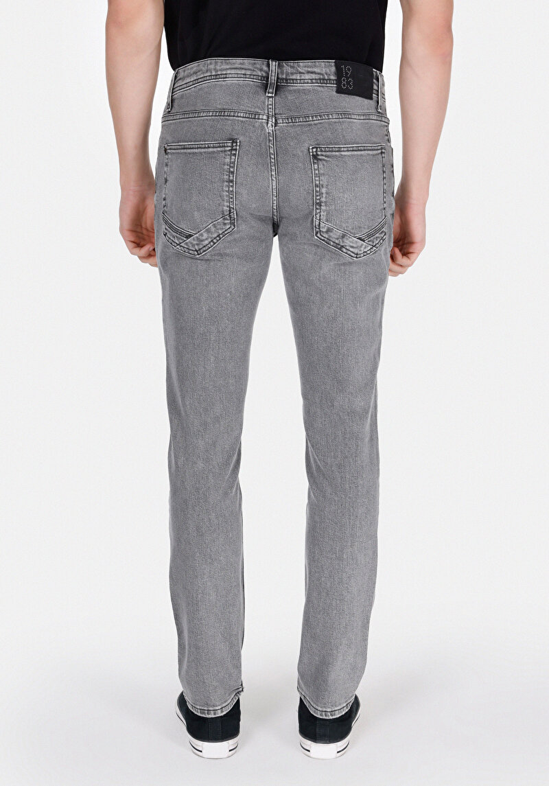 Straight Fit Erkek Black Denim Jean Fermuarlı Pantolon