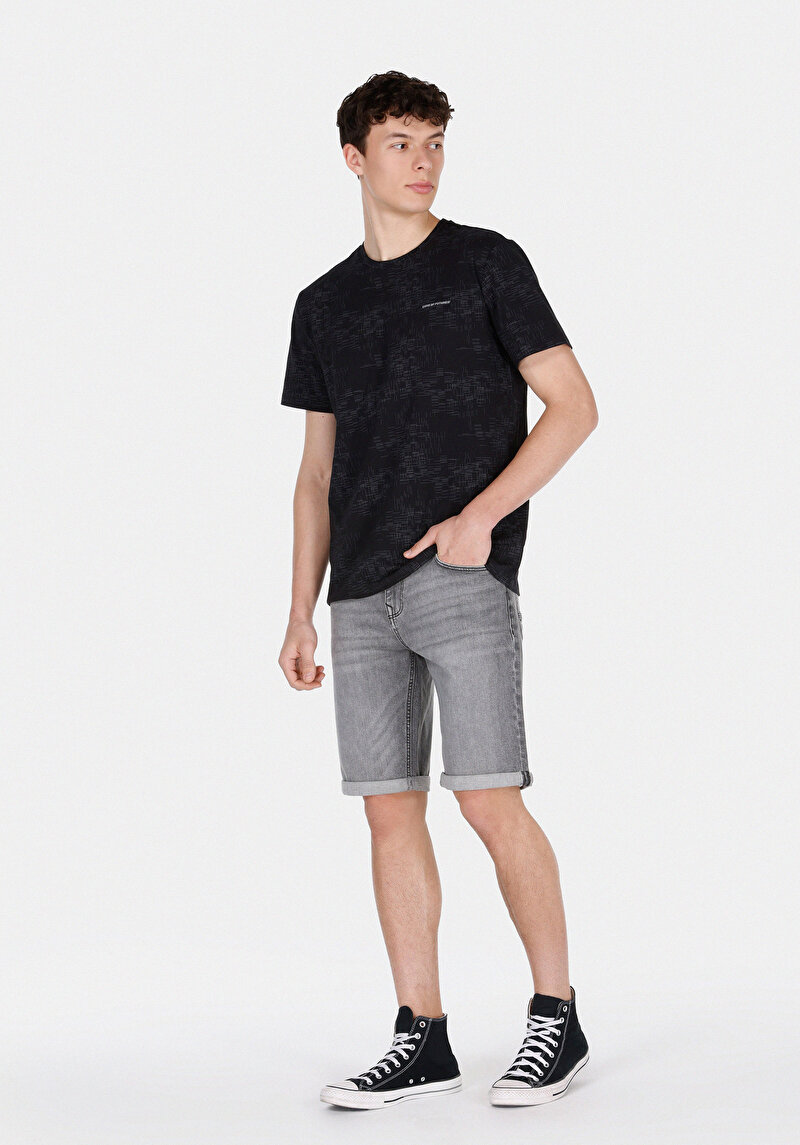 Straıght Fıt Düşük Bel Düz Erkek Antrasit Jean Şort
